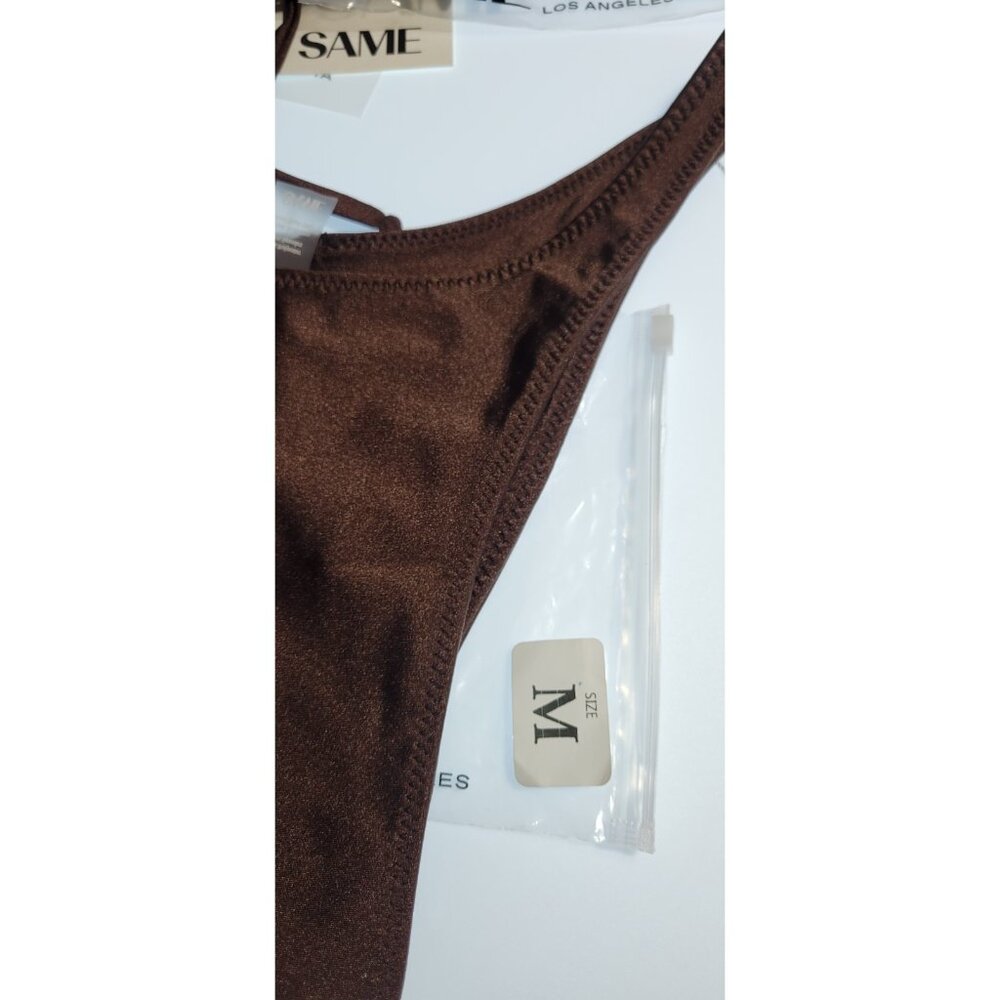 SAME Los Angeles Swim Bikini Set 2Pc Triangke Top L 90s Bottom Medium Brown SZ M - Picture 5 of 16